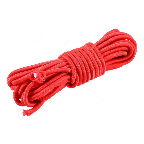Elastic Bungee Cord, Latex, 4MM Dia x 5 Mtrs Length, Red