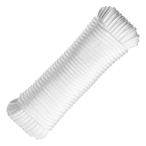 Ram-Pro Diamond Braid All Purpose Flagline Rope, 2394, Polypropylene, 1/4 Inch Dia x 80 Feet Length, White