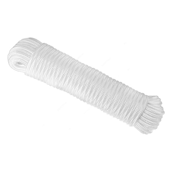 Ram-Pro Diamond Braid All Purpose Flagline Rope, 2394, Polypropylene, 1/4 Inch Dia x 80 Feet Length, White