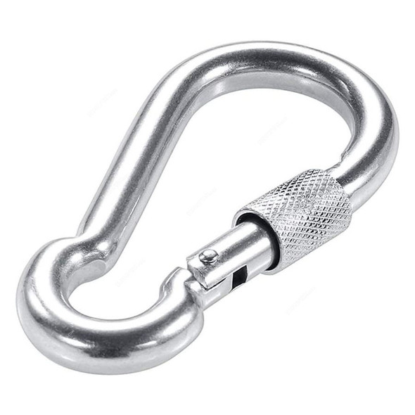 Prond Heavy Duty Screw Gate Locking Carabiner, 316 Stainless Steel, 3.54 Inch Length, 500 Lbs Loading Capacity, Silver