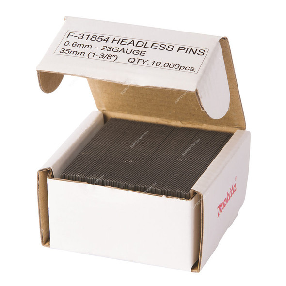 Makita Pin Nail, F-31854, Galvanised Steel, 23 Ga, 0.6MM Thk x 35MM Length, 10000 Pcs/Pack