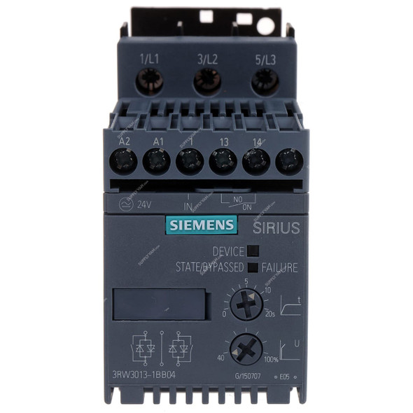 Siemens S00 Soft Starter, Sirius, 3.6A, Screw Terminal, 24VDC, 200-480VAC