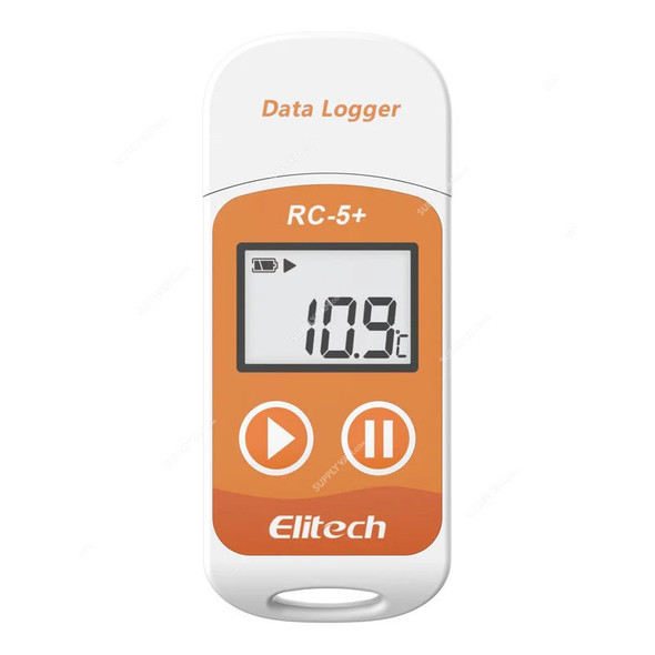 Elitech Reusable USB Temperature Data Logger With Auto PDF Report, RC-5+, LCD, 32000 Points, -30 to 70 Deg.C
