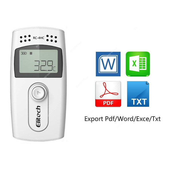 Elitech USB Temperature and Humidity Data Logger, RC-4HC, LCD, 16000 Readings, -30 to 60 Deg.C