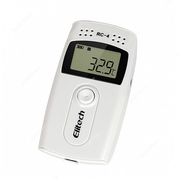 Elitech USB Temperature Data Logger With External Temp Sensor Audio Alarm, RC-4, LCD, 16000 Readings, -40 to 85 Deg.C