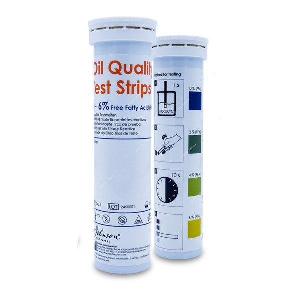 Johnson Oil Quality Test Strip, 245.1, J-Quant, 0 to 6% FFA, 100 Strips/Pack