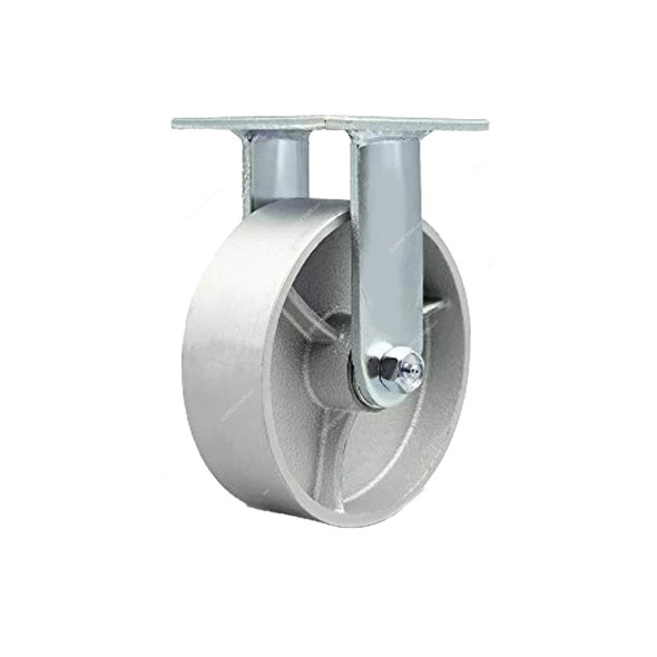 Maxwel Heavy Duty Fixed Wheel Caster, A4 Series, Iron, 20CM Wheel Dia, 600 Kg Loading Capacity, Silver