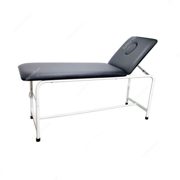 DP Metallic Examination Bed With Nose Cut, Stainless Steel/Imitation Leather, Black/White