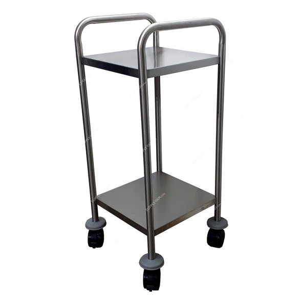 DP Metallic Dressing Trolley, Stainless Steel, 2 Shelves, Silver