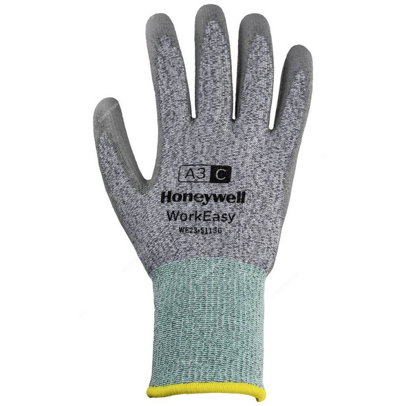 Honeywell Cut Protective Gloves, WE23-5113G-9L, WorkEasy, A3/C Cut, HPPE and Glass Fibre, Size9, Dark Grey and Green
