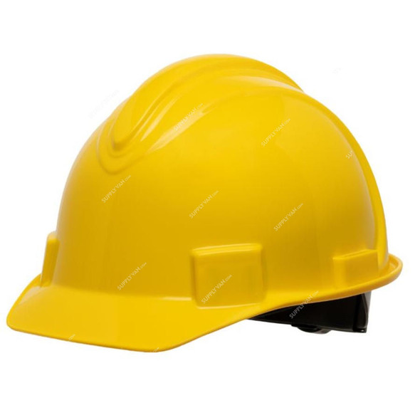 Honeywell Non-Vented Short Brim Hard Hat With 4-Point Ratchet Suspension, NSB10002E, HDPE, Yellow