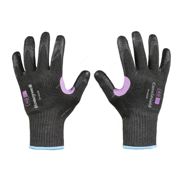 Honeywell Dipped Cut-Resistant Gloves, 29-0910B-10XL, CoreShield, A9/F Cut, Nylon, Size10, Black