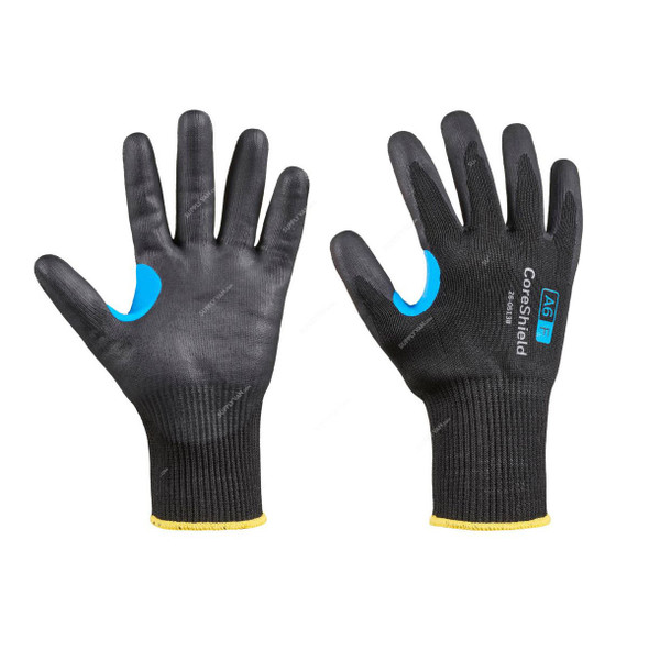 Honeywell Dipped Cut-Resistant Gloves, 26-0513B-10XL, CoreShield, A6/F Cut, Nylon, Size10, Black