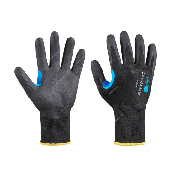 Honeywell Dipped Cut-Resistant Gloves, 25-0513B-10XL, CoreShield, A5/E Cut, Nylon, Size10, Black