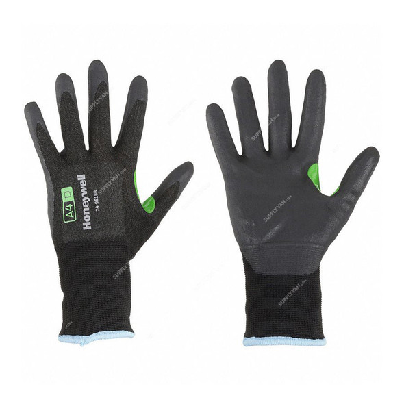 Honeywell Dipped Cut-Resistant Gloves, 24-9518B-9L, CoreShield, A4/D Cut, Nylon, Size9, Black