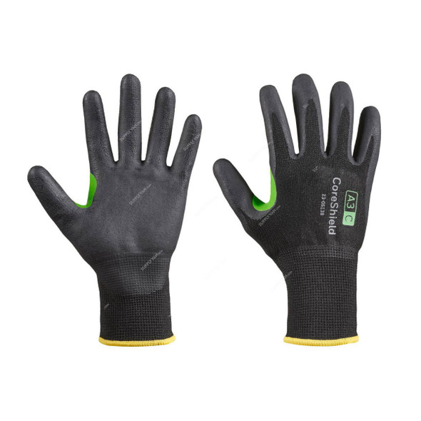 Honeywell Dipped Cut-Resistant Gloves, 23-0513B-10XL, CoreShield, A3/C Cut, Nylon, Size10, Black