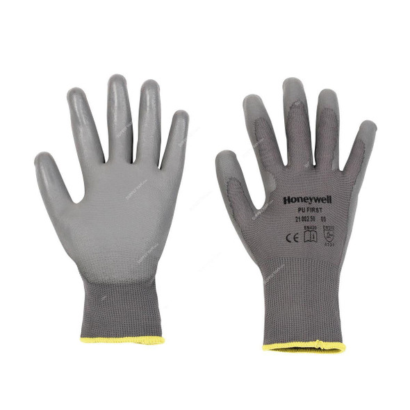 Honeywell PU Coated Safety Gloves, 2100250-09, First Grey, Size9, Grey