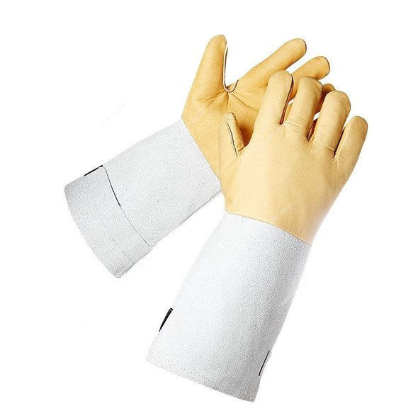 Honeywell Cryogenic Safety Gloves, 2058685-11, Silicone Grain Leather, Size9, White and Brown