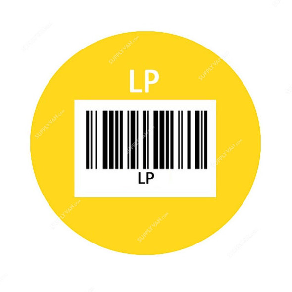 Glossy Laminated Paper Sticker, 30MM Dia, LP Legend, Yellow, 350 Pcs/Pack