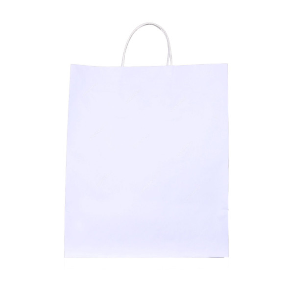Square Bottom Paper Bag With Handles, 28CM Height x 34CM Width x 15.5CM Depth, White, 200 Pcs/Pack