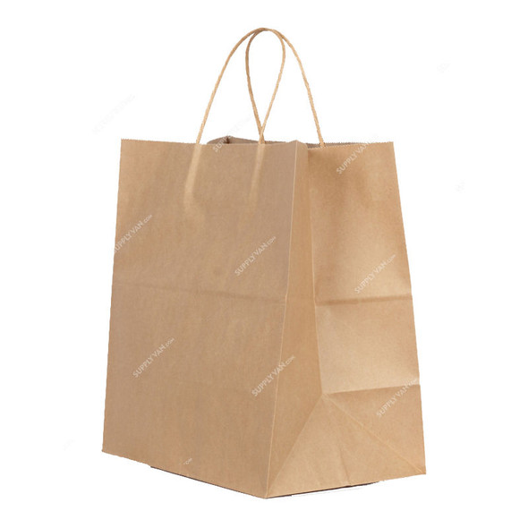 Square Bottom Paper Bag With Handles, 33CM Height x 35CM Width x 18CM Depth, Brown, 200 Pcs/Pack