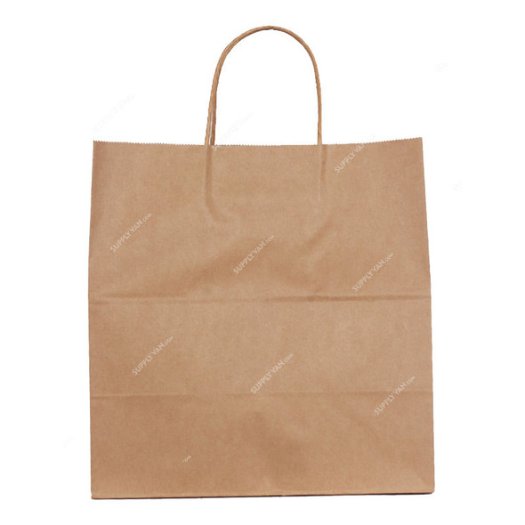 Square Bottom Paper Bag With Handles, 31CM Height x 27CM Width x 15CM Depth, Brown, 200 Pcs/Pack