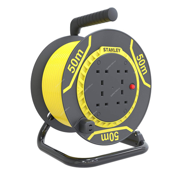 Stanley Power Extension Cable Reel With 4 Sockets, SXECFL26HXE, 3120W, 13A, 50 Mtrs Cable Length