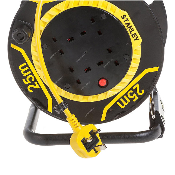 Stanley Power Extension Cable Reel With 4 Sockets, SXECFL26HSE, 3120W, 13A, 25 Mtrs Cable Length