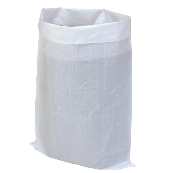 Empty Woven Sandbag, Polypropylene, 60CM Width x 100CM Length, 50 Kg Weight Capacity, White, 25 Pcs/Pack