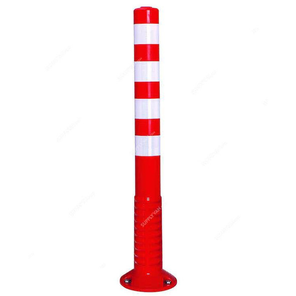 Flexible Bollard Post, Polyurethane, 8CM Dia x 76CM Height, Orange/White  -    