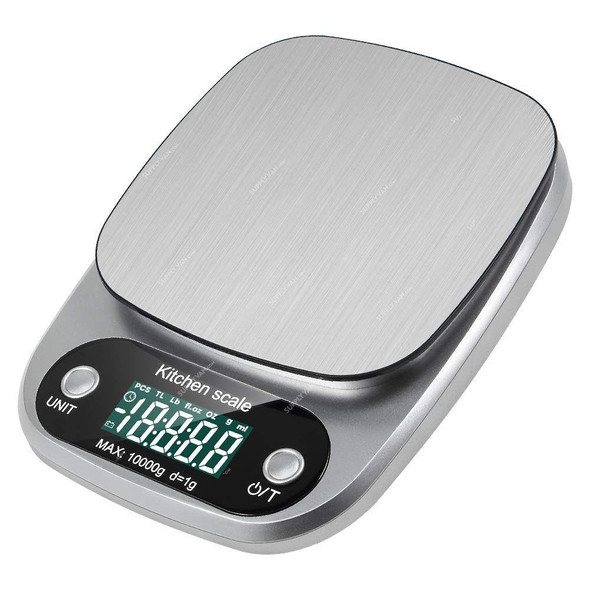 Digital Kitchen Weighing Scale, Stainless Steel, LCD, 10 Kg Weight Capacity  -    