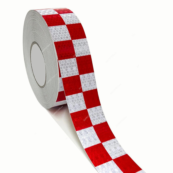 Checkered Reflective Tape, 48MM Width x 50 Mtrs Length, Red/White