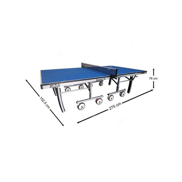 Stag Table Tennis Table, ACTIVE-19D, 19MM Thk, 2740MM Length x 1525MM Width x 760MM Height  -    