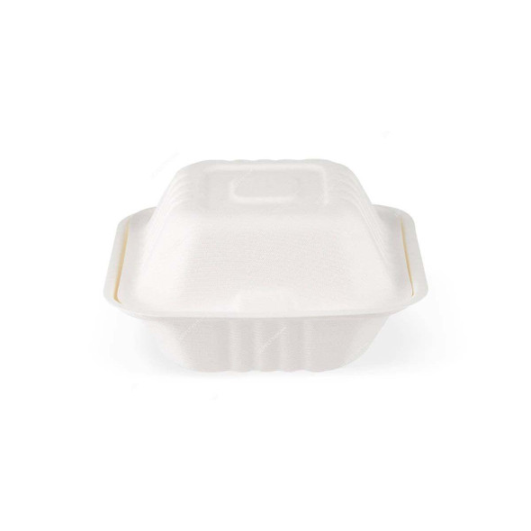 Bio-Degradable Burger Box, 6 Inch, White, 500 Pcs/Pack  -    