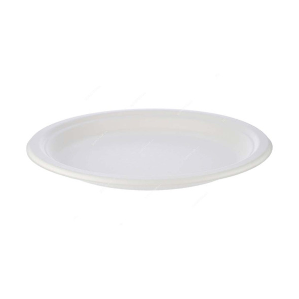 Bio-Degradable Round Plate, 9 Inch Dia, White, 500 Pcs/Pack