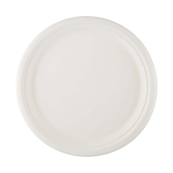 Bio-Degradable Round Plate, 10 Inch Dia, White, 500 Pcs/Pack