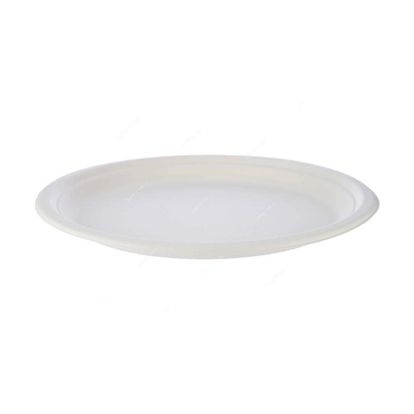 Bio-Degradable Round Plate, 10 Inch Dia, White, 500 Pcs/Pack