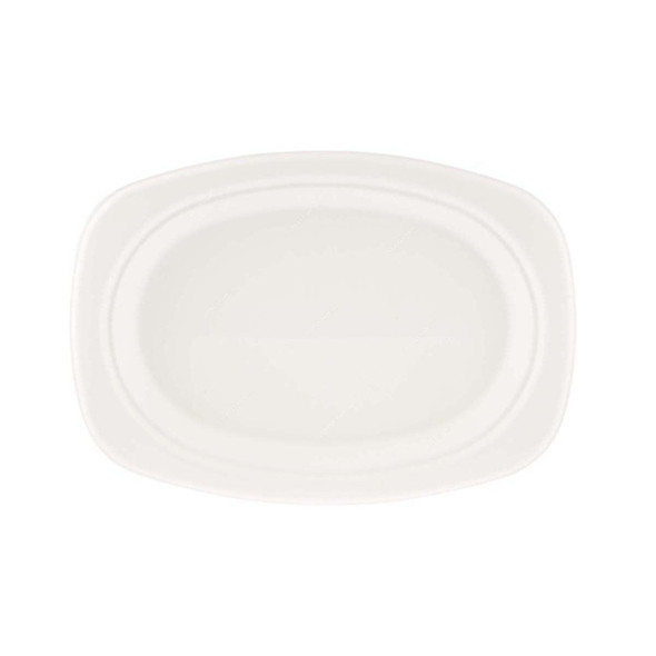 Bio-Degradable Oval Plate, 6.5 Inch Width x 9 Inch Length, White, 500 Pcs/Pack
