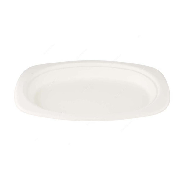 Bio-Degradable Oval Plate, 6.5 Inch Width x 9 Inch Length, White, 500 Pcs/Pack