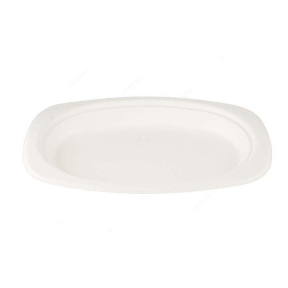 Bio-Degradable Oval Plate, 6.5 Inch Width x 9 Inch Length, White, 500 Pcs/Pack  -    