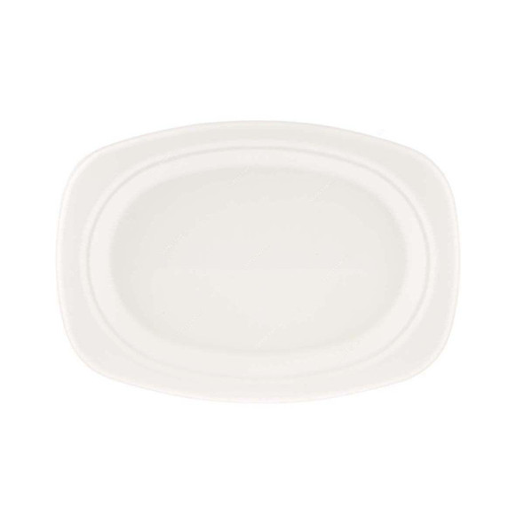 Bio-Degradable Oval Plate, 6.5 Inch Width x 9 Inch Length, White, 500 Pcs/Pack  -    