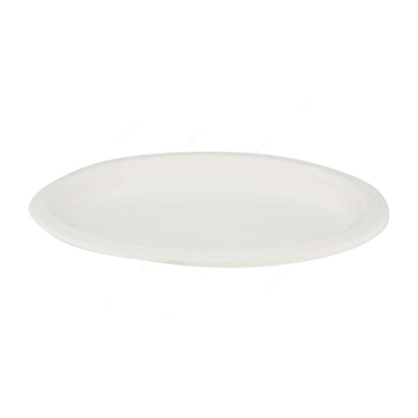 Bio-Degradable Oval Plate, 8 Inch Width x 10 Inch Length, White, 200 Pcs/Pack