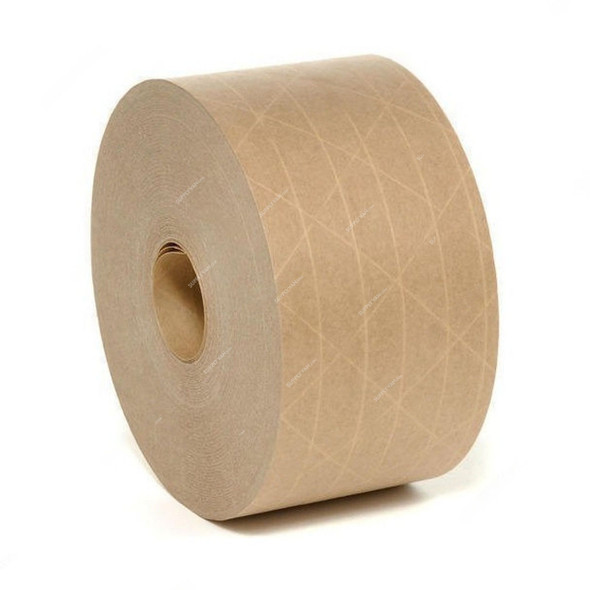 Reinforced Kraft Paper Tape Water Activated, 72MM x 70 Yards, Brown, 2 Pcs/Pack