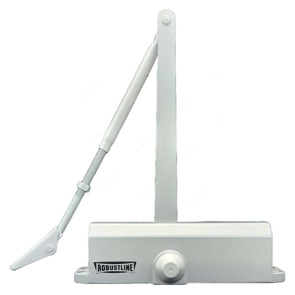 Robustline Automatic Adjustable Door Closer, P3705, Aluminium Alloy, 80-120 Kg Weight Capacty, Silver