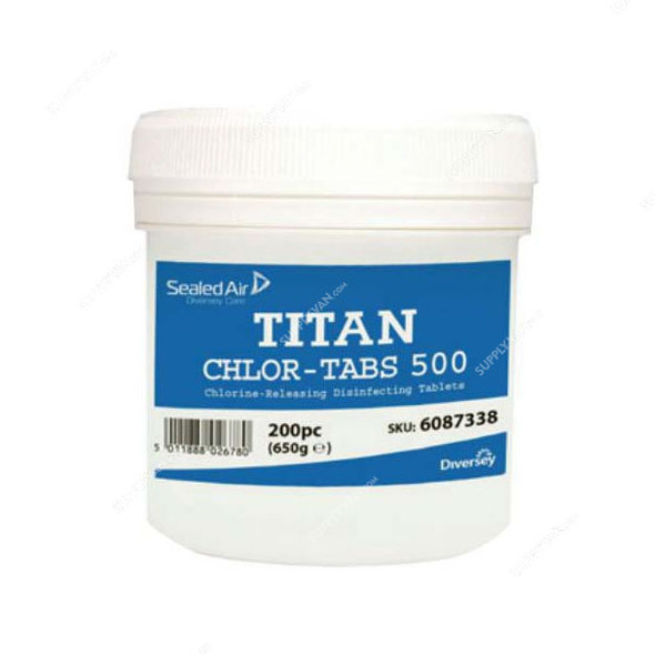 Diversey Titan Chlor 500 Tablet, 6087338, 500 PPM, 200 Pcs/Pack