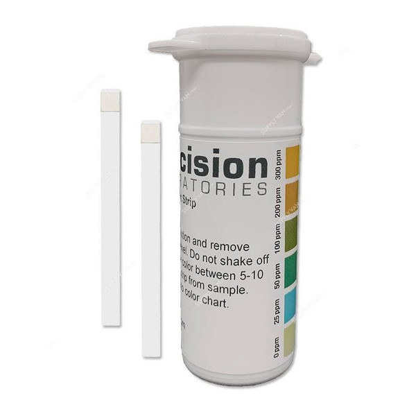 Precision Chlorine Test Strip, CHL-300-1V-100, 0 to 300 PPM, 100 Strips/Pack  -    