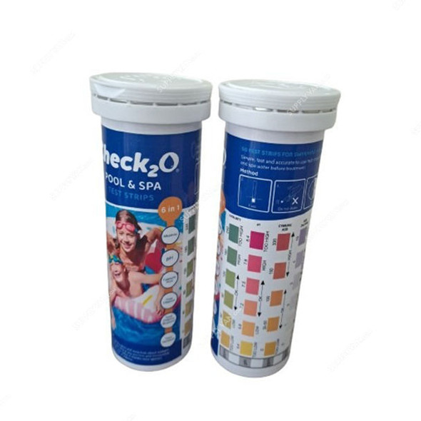 Johnson 6 in 1 Pool and Spa Test Strip, 300.001, Check2O, 50 Strips/Pack