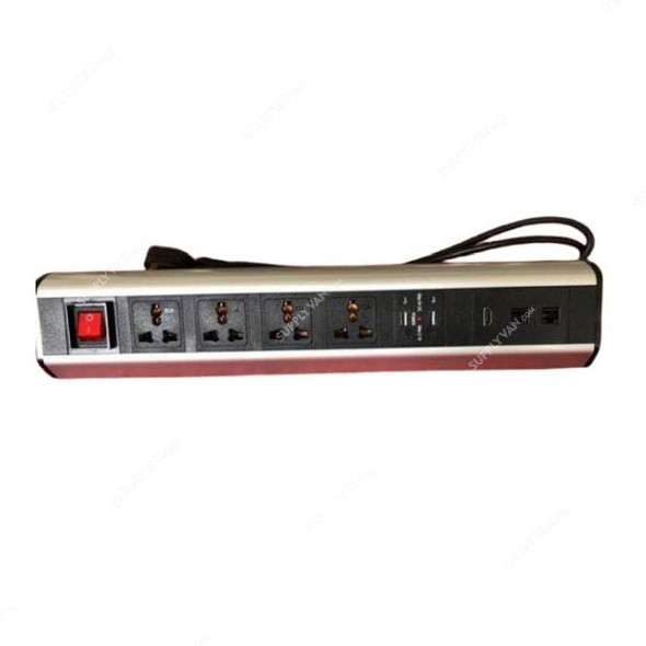 Desk Power Socket, 3x Socket, 2x USB Port, 2x RJ45 Plug