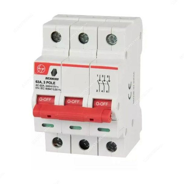 L&T Main Incomer Isolator, BE306300, 3 Pole, 240/415V, 63A  -    