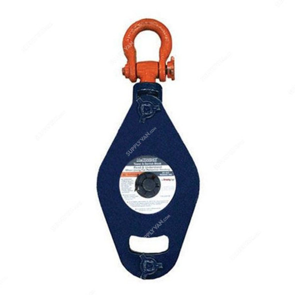 Crosby Painted Tower Hoist Block With Shackle, 2021154, M-491, 14 Inch Sheave Dia, 12 Tons Loading Capacity